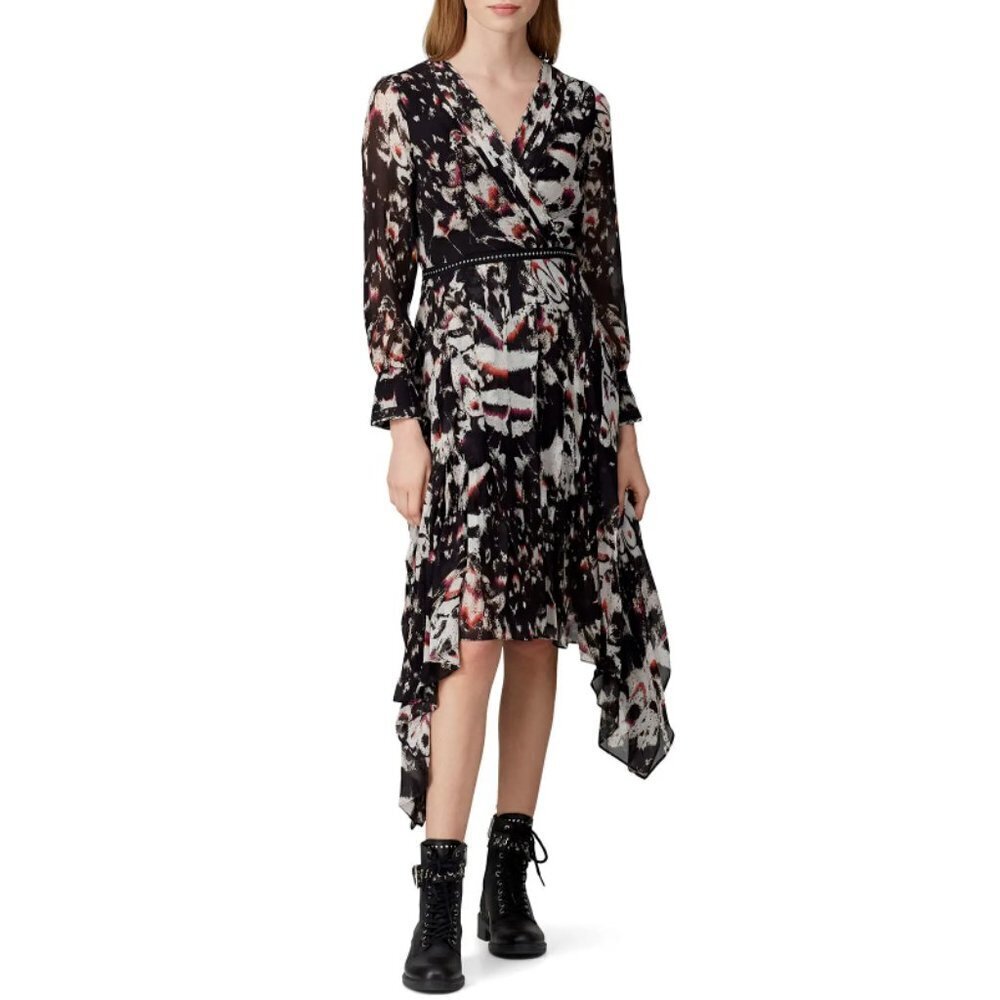 AllSaints LIZIA WING Studded Asymmetrical Rocker Dress Size 2